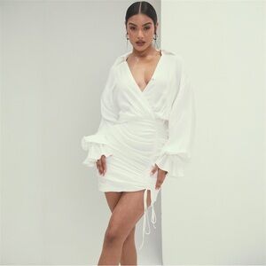 ✨NWT•Mistress Rocks | ‘ITS A WRAP’ White Draped Shirt Dress